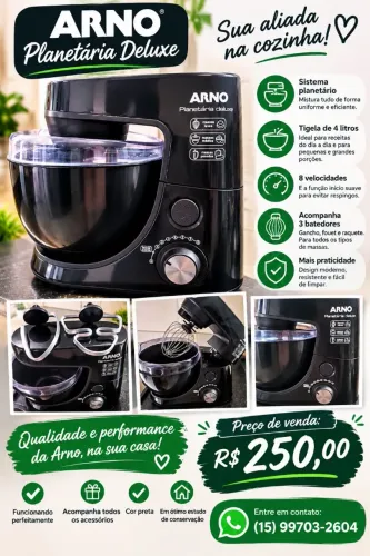 Batedeira Arno Planetária Deluxe Preta