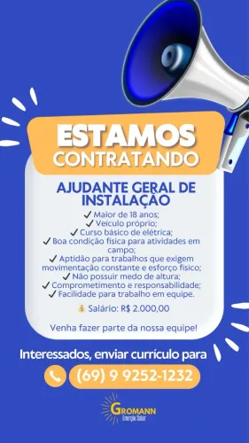 Vaga para Ajudante 