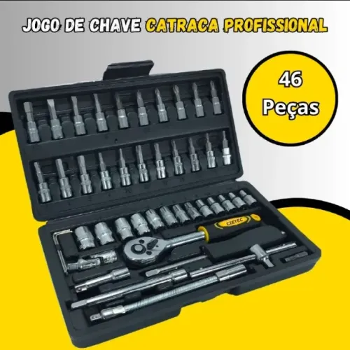 Maleta 46 peças catraca 1/4