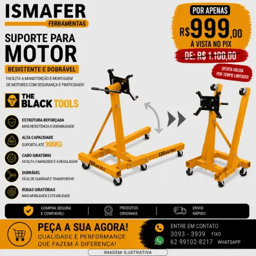 CAVALETE UNIVERSAL MOVEL PARA MOTOR 900KG THE BLACK TOOLS - TSM40