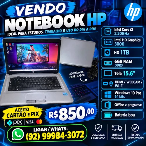 Vendo Notebook HP TOP ótimo pra estudos/ escritório/ universitários/ lojas..