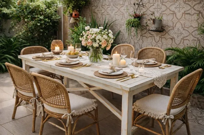 Mesa em madeira com acabamento patinado