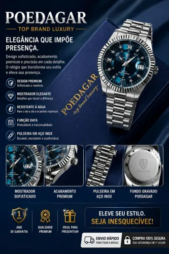 RELÓGIO POEDAGAR PREMIUM - ELEGÂNCIA EM CADA DETALHE