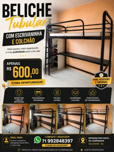 Beliche tubular com colchão 