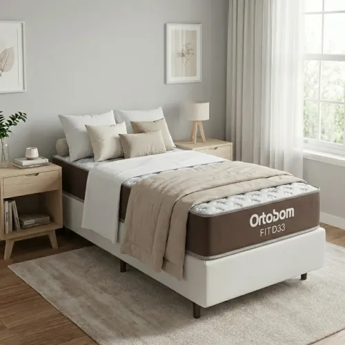 Colchão Solteiro Fit 17 cm D33 + Base Simples Corino Entrega Rápida