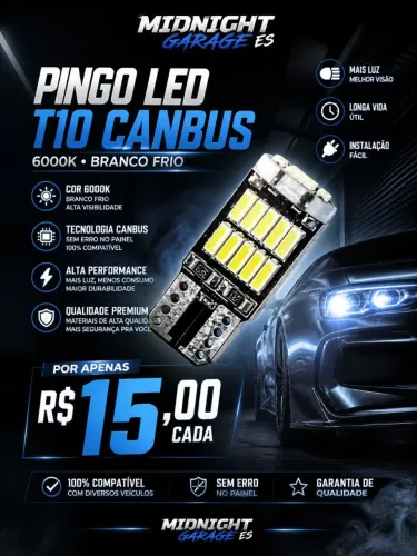 PINGO LED T10 CANBUS 6000K - SUPER BRANCO 