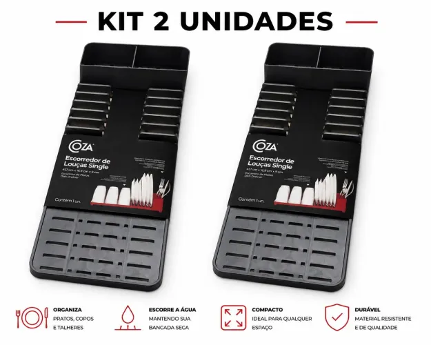 Kit 2 Escorredores Coza Cinza - Organize Sua Cozinha!