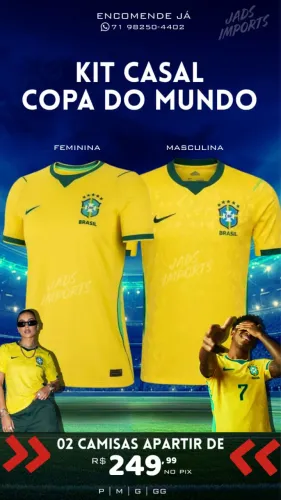 Kit casal camisa do Brasil copa 2026