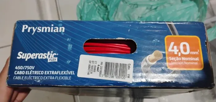 Cabo Flexível, Fio 4mm. Prysmian Novo Rolo com 100M. 9* *