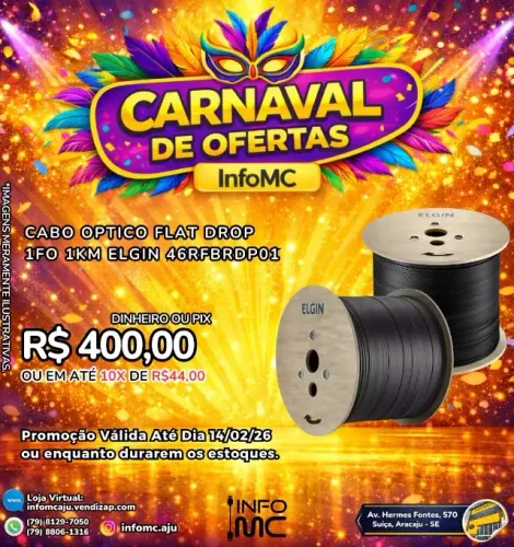 Cabo óptico flat drop 1fo 1km elgin 46rfbrdp01
