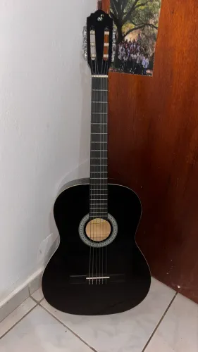 Violão Giannini Preto + Capa de Transporte + 2 palhetas - Perfeito Estado