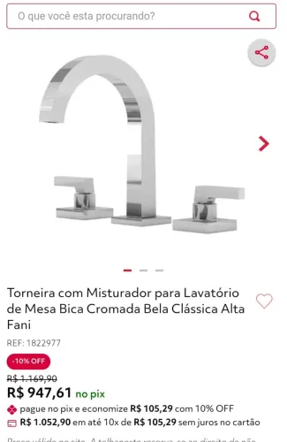 Torneira com misturador para Lavatório