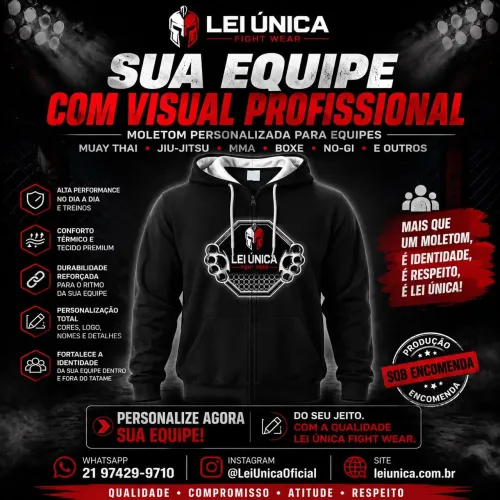 Casaco moletom personalizado para equipes de jiu-jitsu| muaythai| mma