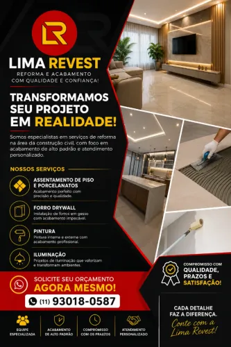 REFORMA E ACABAMENTO | PORCELANATO ? DRYWALL ? PINTURA