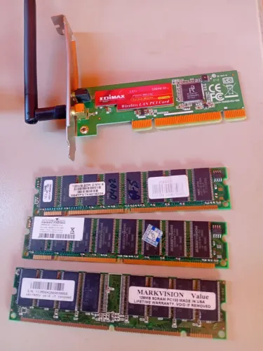 Memórias  dimm e placa pci wireless  usadas antigas