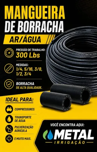 Mangueira Pneumática de Borracha p/ Compressores / Água - 300 Lbs