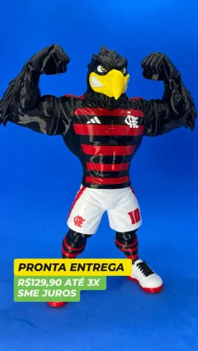 Mascote Urubu Flamengo Musculoso Premium para Decoração Coleção e Presente