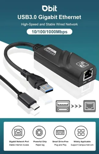 Adaptador Ethernet DBIT - Tipo C para RJ45 Gigabit