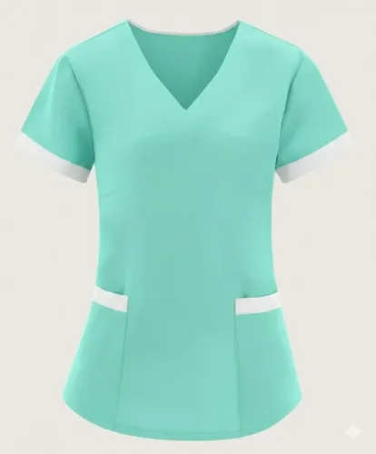 Avental Verde Água com Detalhes Brancos - Tamanho P