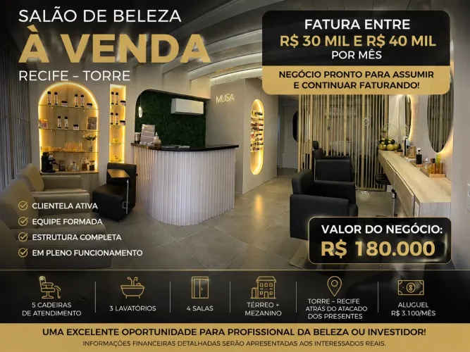 SALÃO DE BELEZA À VENDA | FUNCIONANDO + EQUIPE + CLIENTELA | RECIFE