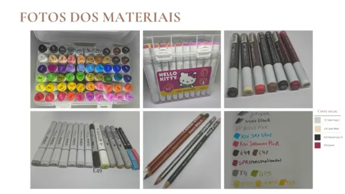 Materiais de desenho tradicional (Canetas, marcadores e Lápis profissionais)