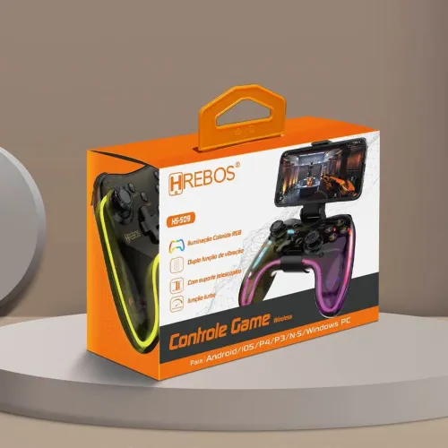 CONTROLE JOVSTICK GLOWGRIP HREBOS HS509 ( COMPATÍVEL COM TODAS AS PLATAFORMAS )