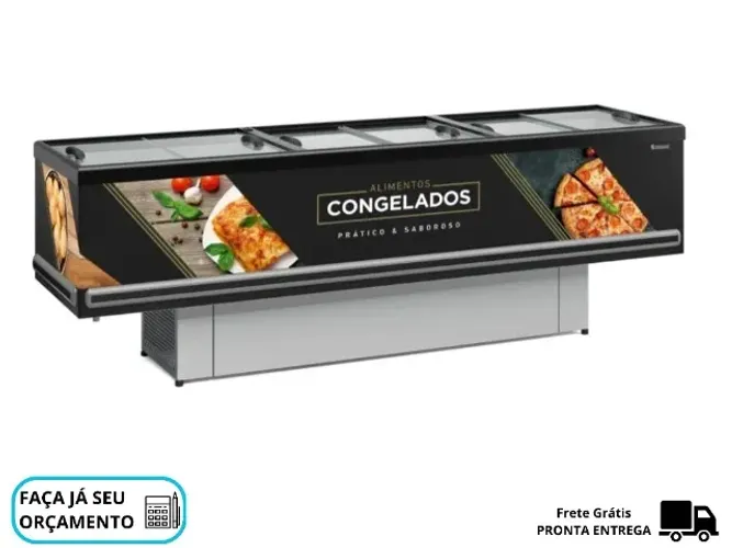 Ilha para Congelados Vidro Reto 3M Gelopar