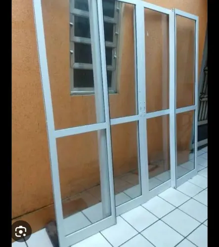 Porta balcão de alumínio 4 folhas com marco (completa)