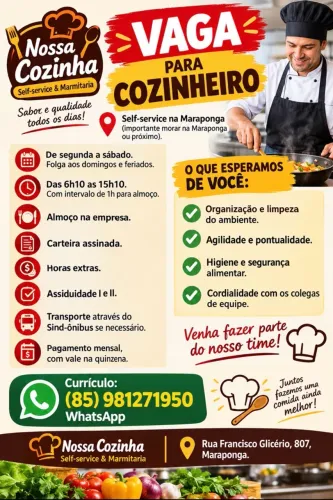 Vaga Cozinheiro.
