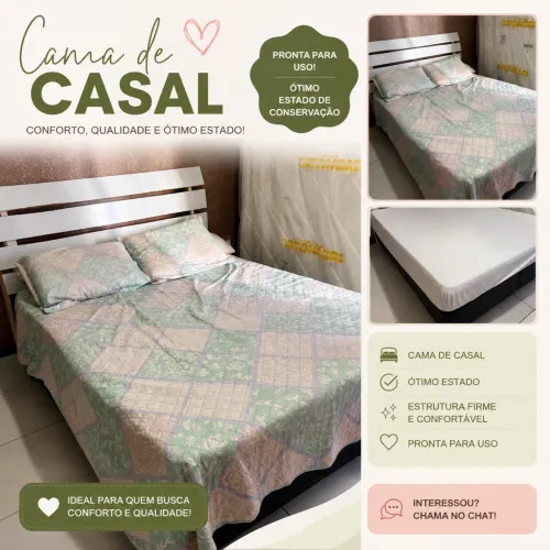 Cama de casal - Estrutura + Colchão em ótimo estado