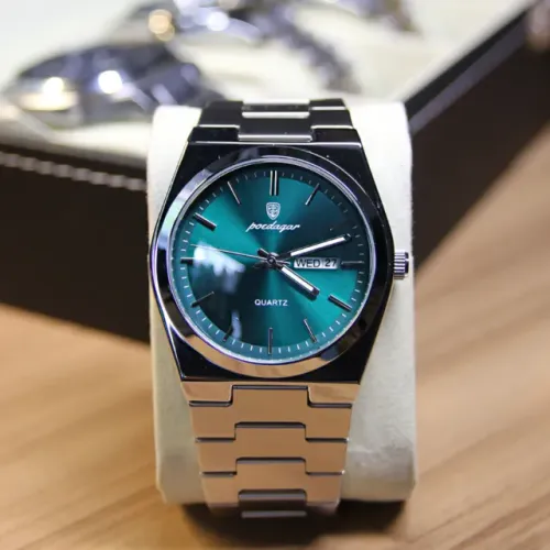 Relógio Masculino Poedagar Signature® Aço Inox a prova d'água 3ATM novo na caixa