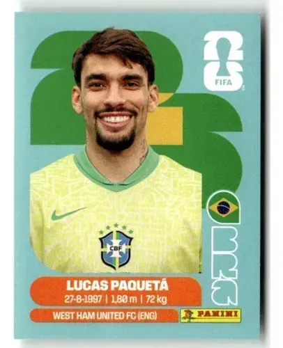 Figurinha da Copa do Mundo FIFA 2026 (BRA 9) - Lucas Paquetá - Brasil