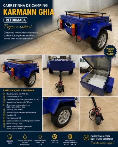 Carretinha Reboque baú fechada karmann guia