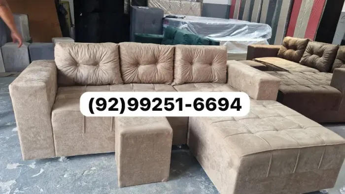 sofá tres lugares chaise 