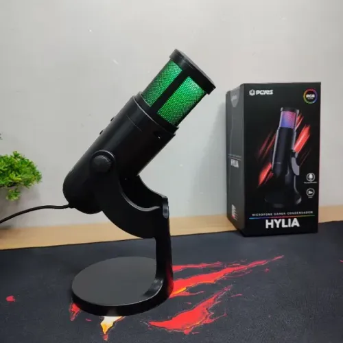 Microfone Gamer Condensador PCYes Hylia RGB USB