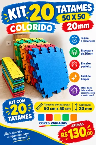 kit 20 tatames 50 X 50 20mm Colorido