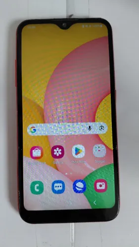Galaxy A01 c/capa,Andr.12 32GB,RAM 2GB,bat.100%, parte da tela não funciona,resto PERFEITO