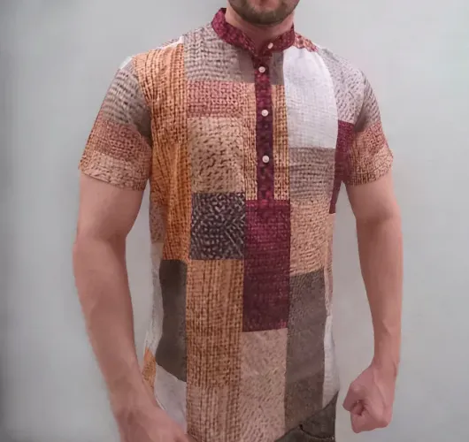 Camisa gola padre quadrados