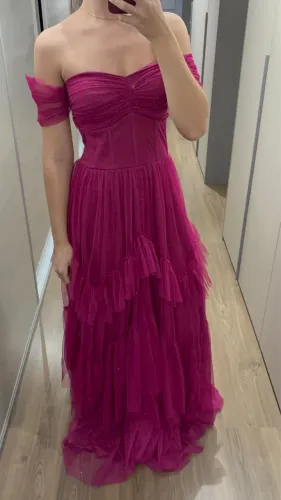 Vestido Longo Festa Rosa Brilhoso Tamanho P