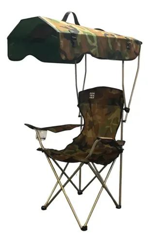 Cadeira Dobravel Camuflada Pescador Com Teto Porta Copos