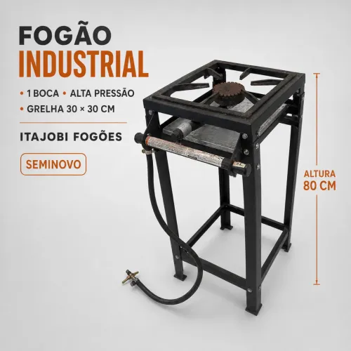 Fogão Industrial Itajobi 1 Boca Alta e baixa Pressão 30x30