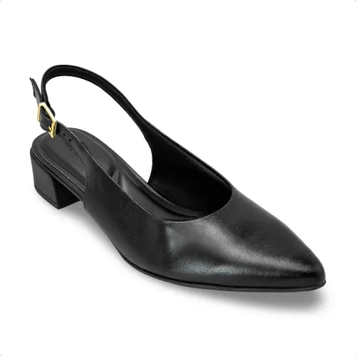 Scarpin Slingback Usaflex Feminino Salto Bloco Couro Casual N°37