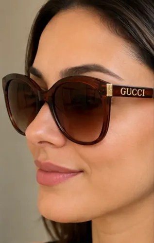 Óculos de Sol Gucci Feminino - Estilo Cat Eye / Marrom Degradê
