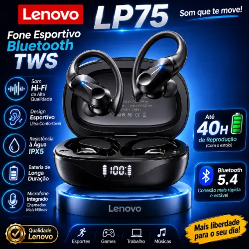 Fone de Ouvido Lenovo Lp75