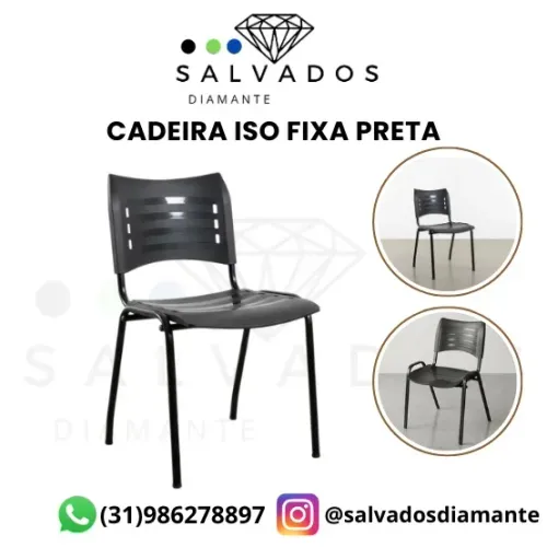 Cadeira ISO fixa preta - NOVA 