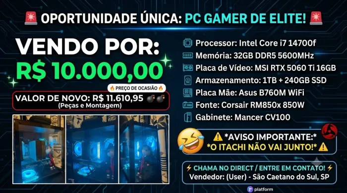Computador gamer i7 14700f rtx 5060ti 16gb
