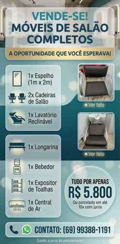 VENDE-SE CONJUNTO COMPLETO DE MÓVEIS PARA SALÃO DE BELEZA