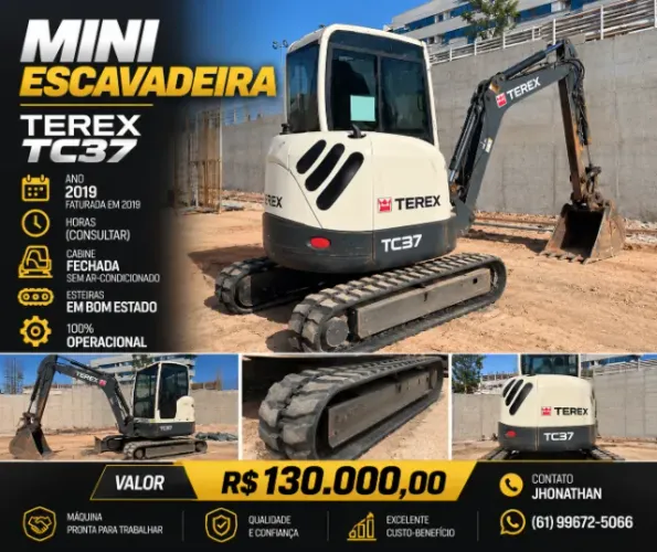 Miniescavadeira Terex TC37 - 4 Toneladas - Faturada em 2019