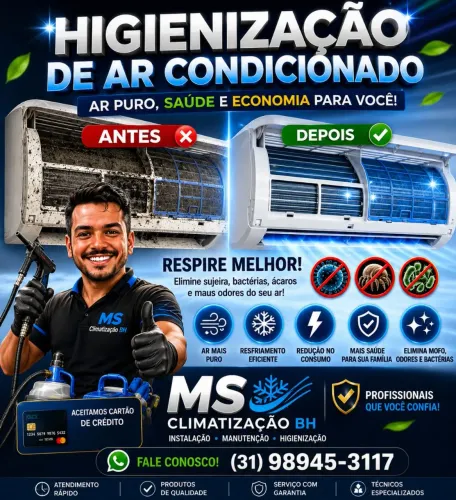 Higienização de ar condicionado. (Apartir de R$ 350,00)