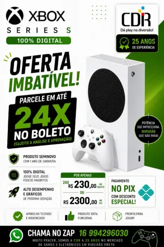 Xbox Series S Digital 512GB Seminovo com 1 ano de garantia